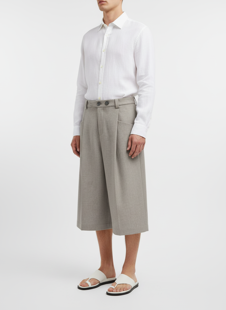 TAICHIISM Wide Leg Cropped Pants Collection - Minimalist Aesthetic Clothing with Perfect Fit Tailoring, Featuring Wide Leg Cropped Jeans, Flare Cropped Pants, Houndstooth Cropped Pants, and Linen Cropped Pants for Men and Women