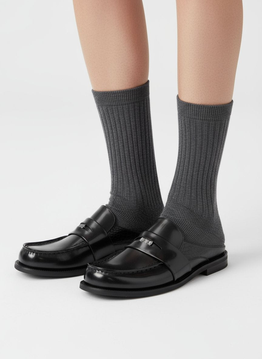 TAICHIISM Shoes Collection - Minimalist Aesthetic Footwear with Thick Sole Shoes, Horsehide Leather Derby Shoes, Penny Loafers Men and Women, Cowhide Boots, Thick Sole Sneakers, and Birkenstock-Inspired Black Mule Slippers for Men and Women