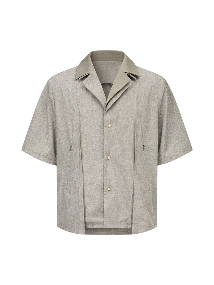Deconstructed Geometric Acetate Wool Shirt