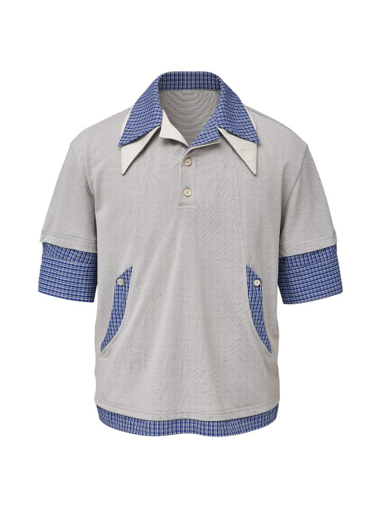 Men's Wool Pima Cotton Faux Two-Piece Polo Shirt