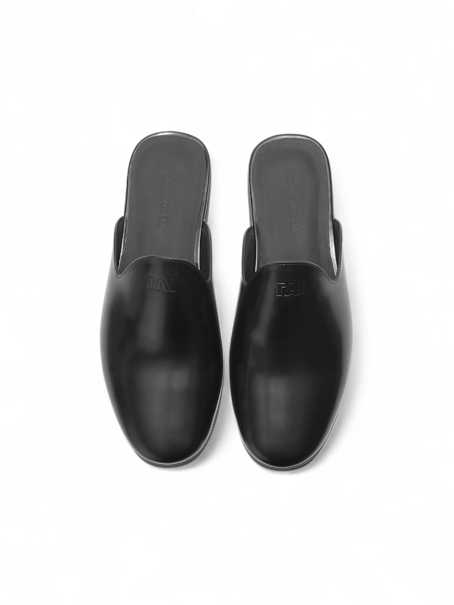 Cowhide Lazy Smoked Oily Glossy Toe Mule Slippers