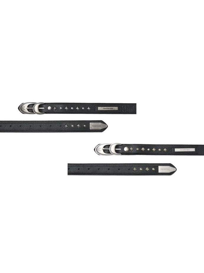 Double Buckle Snake Rivet Vintage Leather Belt