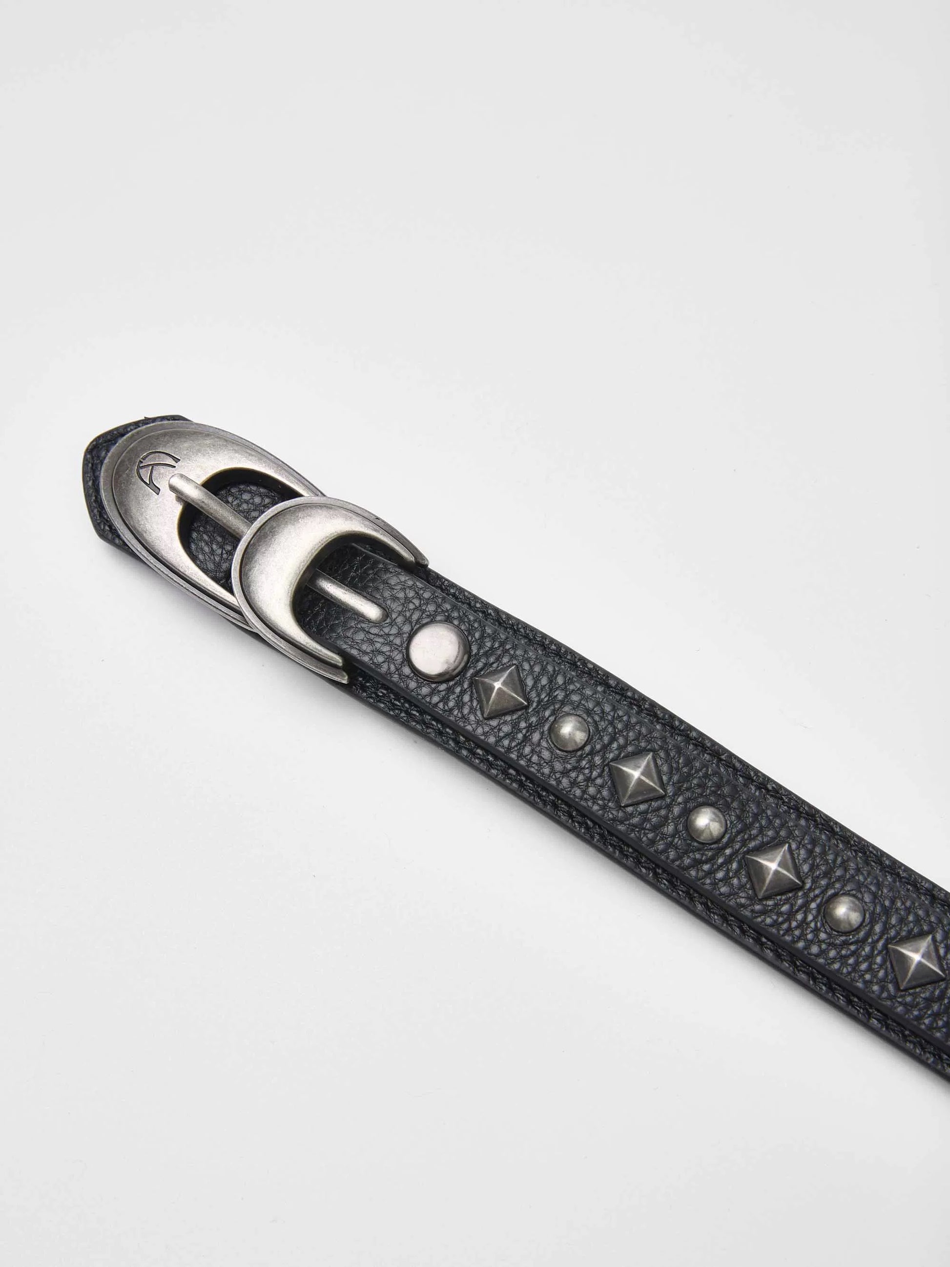 Double-Headed Snake Rivet Silver Buckle Vintage Cowhide Belt