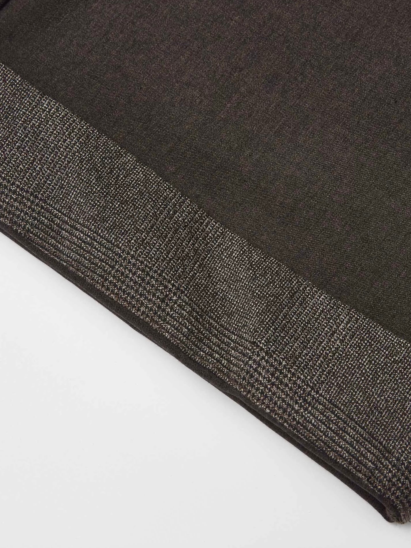 "Double Waist Houndstooth" Wool Blend Spliced Long Pants