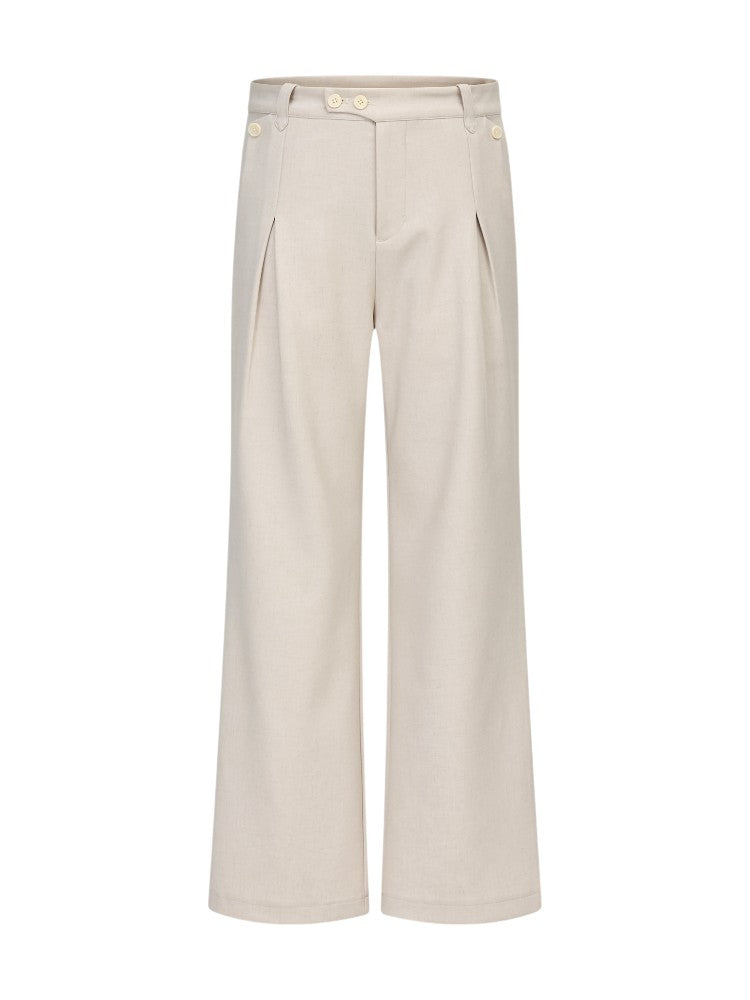 Geometric Linen Micro-Flare Pants