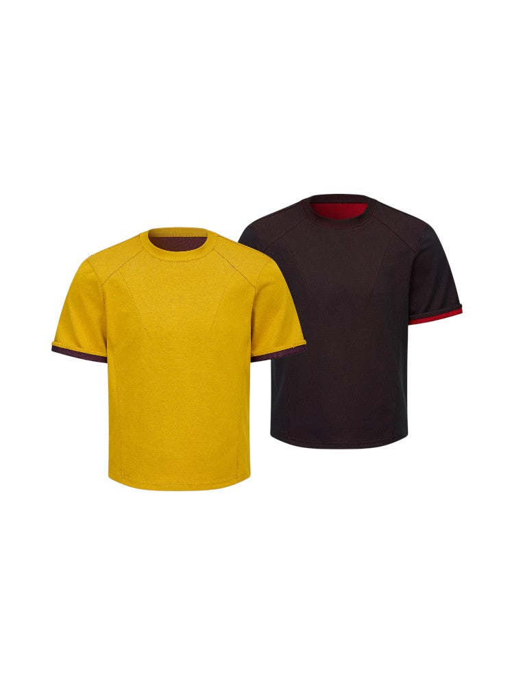 Dual-Color Racing-Inspired Short-Sleeve Shirt