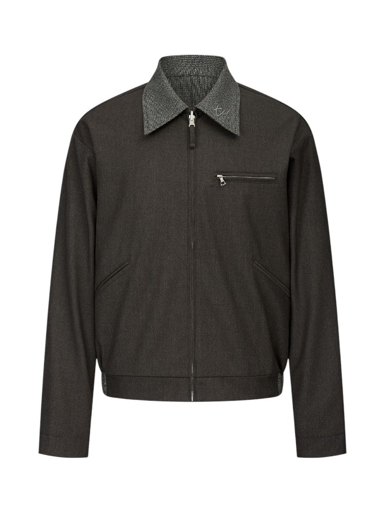 Wool Houndstooth Reversible Jacket
