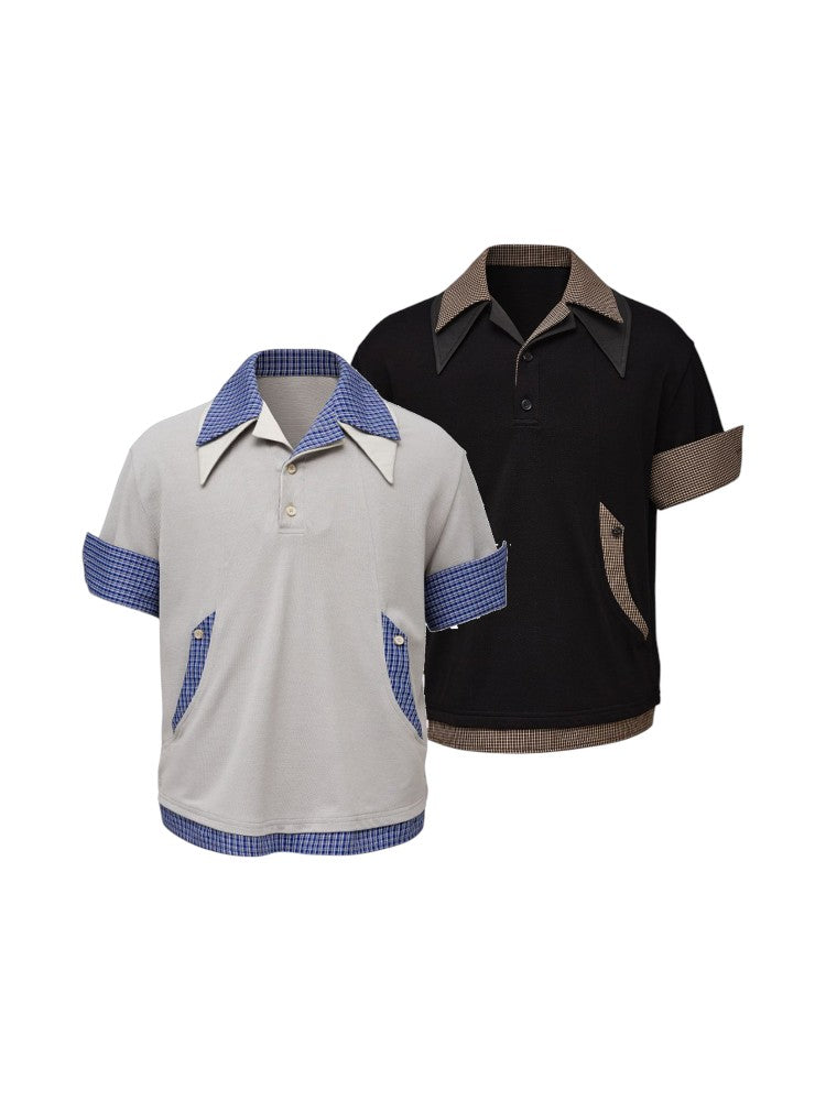 Men's Wool Pima Cotton Faux Two-Piece Polo Shirt