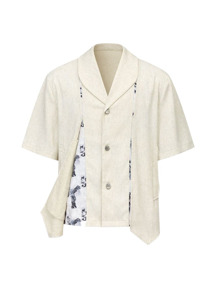 "Deconstructed Palace" Linen Short-Sleeve Shirt