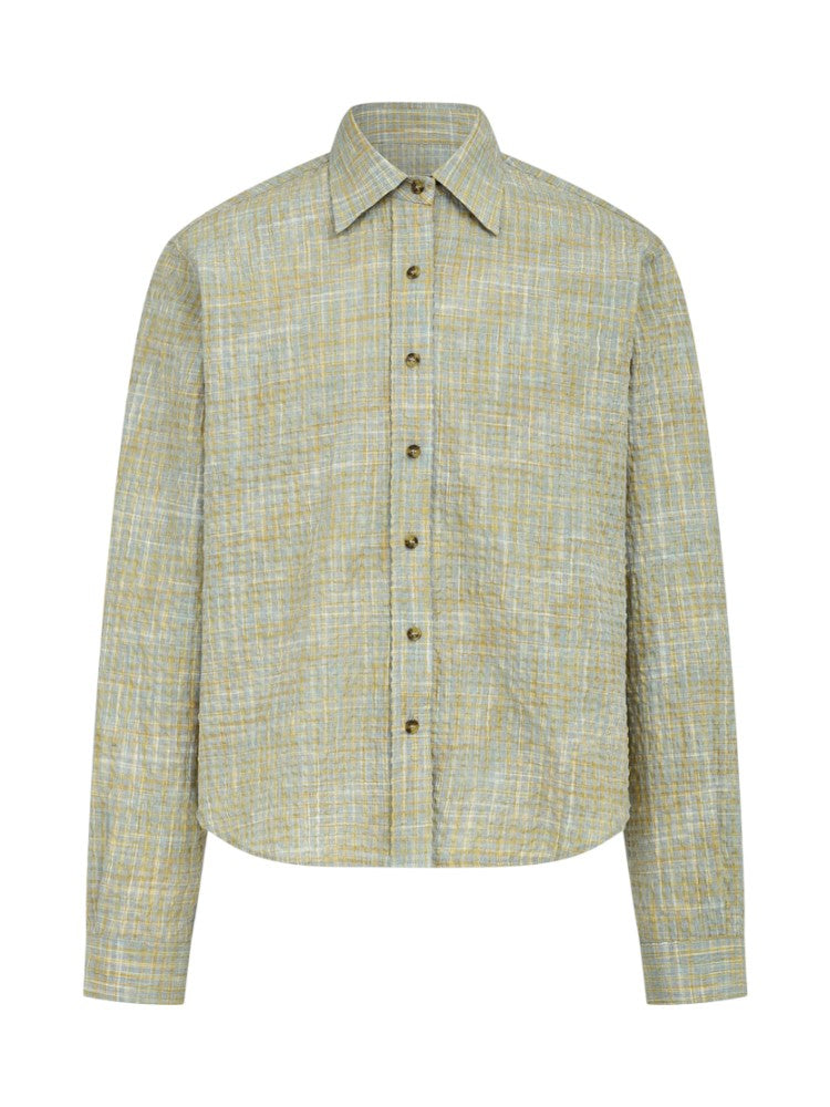Bubble Gauze Plaid Long-Sleeve Shirt