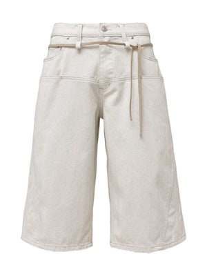 Milk White Drawstring Cleanfit Straight Cropped Jeans