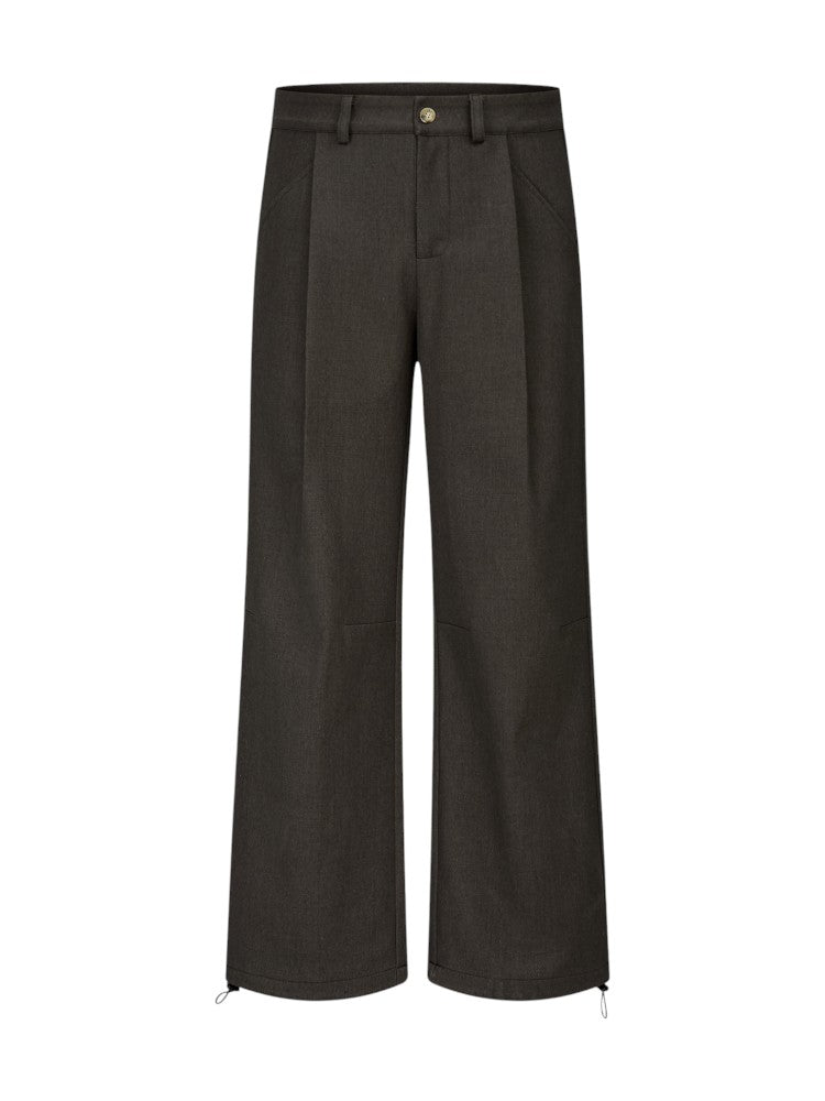 Brown Coffee Wool Straight Suit Pants