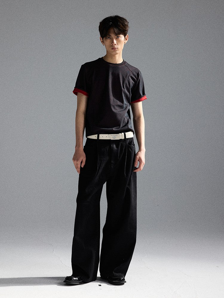 Dual-Color Racing-Inspired Short-Sleeve Shirt
