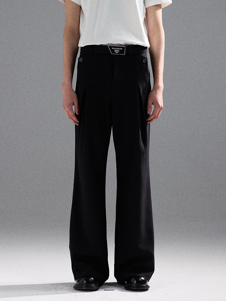 Geometric Linen Micro-Flare Pants