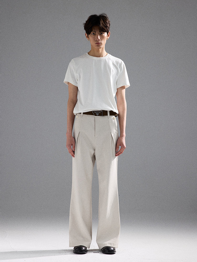 Geometric Linen Micro-Flare Pants
