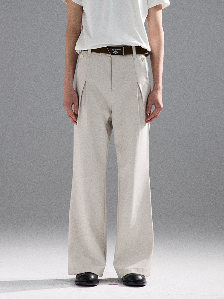 Geometric Linen Micro-Flare Pants