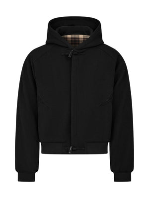 Wool Blend Plaid Hoodie Jacket