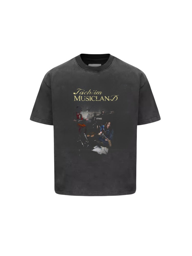 Band Printed Short-Sleeve Shirt