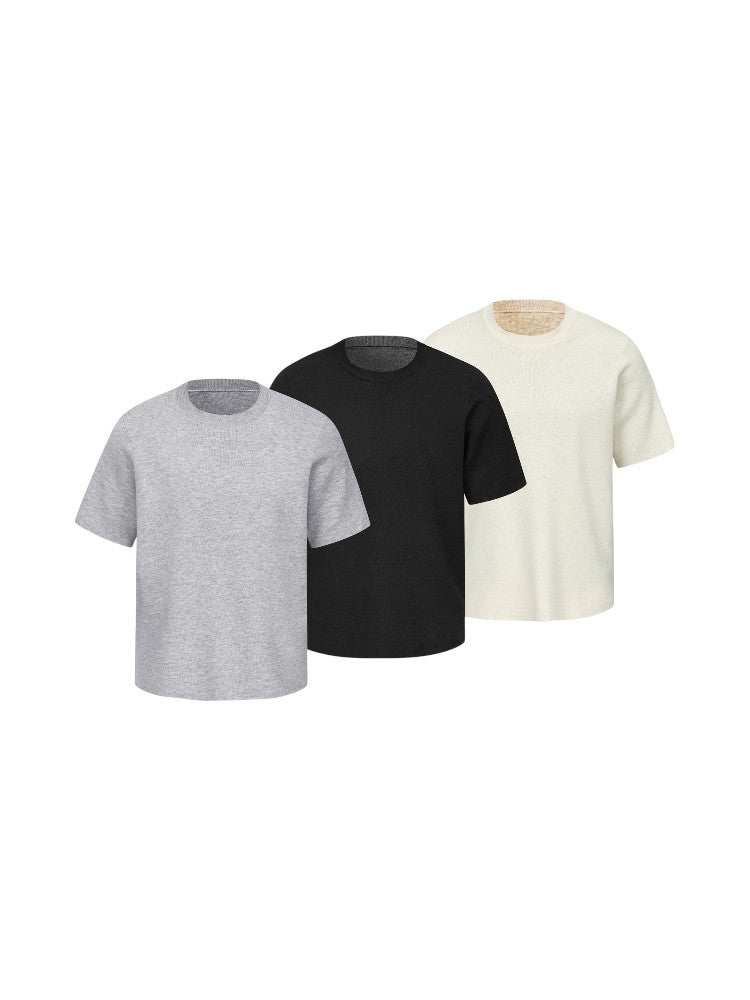"Yin Yang Dual Color" Wool Knit Short-Sleeve T-Shirts