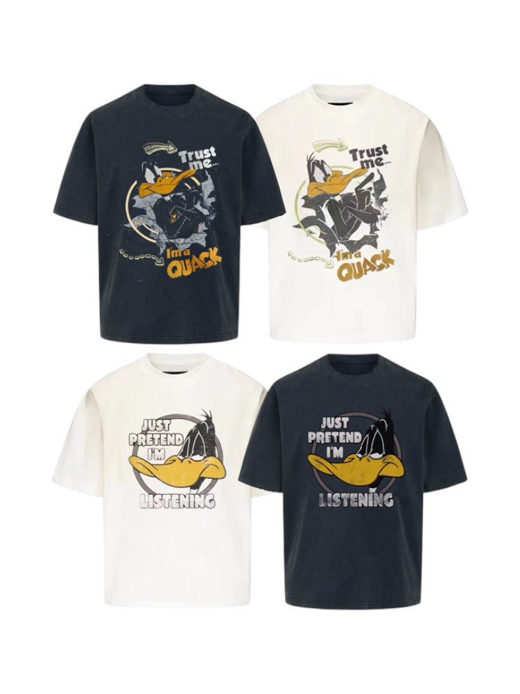 Water Washed Distressed Duffy Duck Short-Sleeve T-Shirt