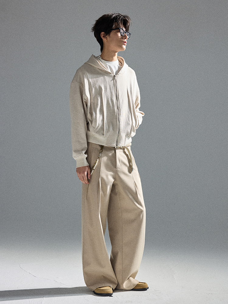 Brushed Finish Wide-Leg Pants