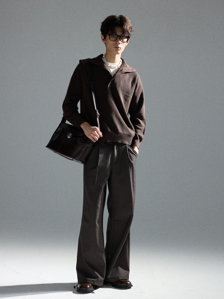 Brown Coffee Wool Straight Suit Pants