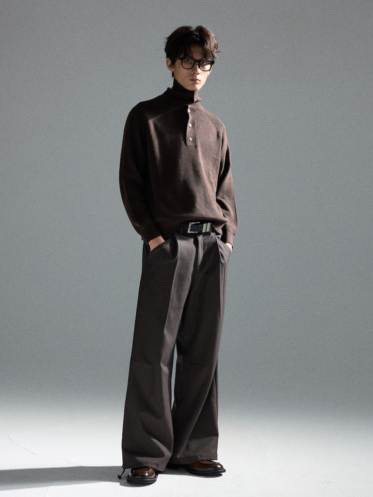 Brown Coffee Wool Straight Suit Pants
