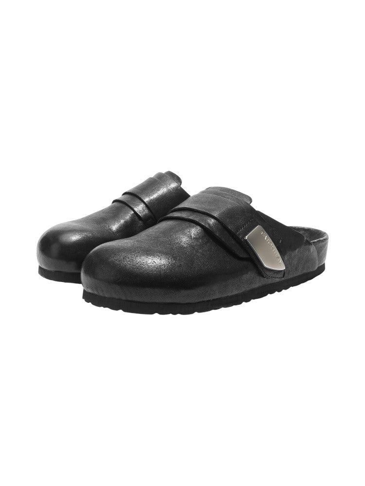 Washed Horse Leather Mule Slippers