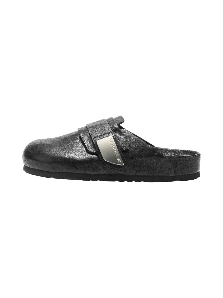 Washed Horse Leather Mule Slippers