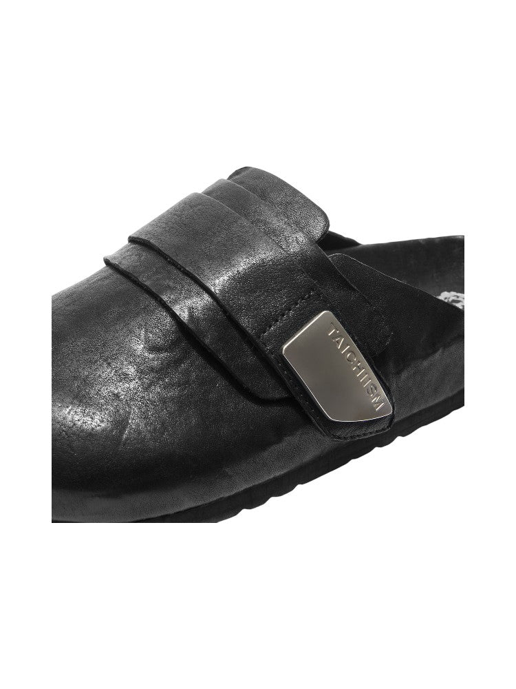Washed Horse Leather Mule Slippers