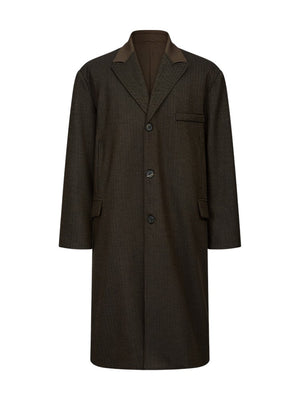 Chesterfield Gun Lapel Italian Herringbone Wool Long Coat