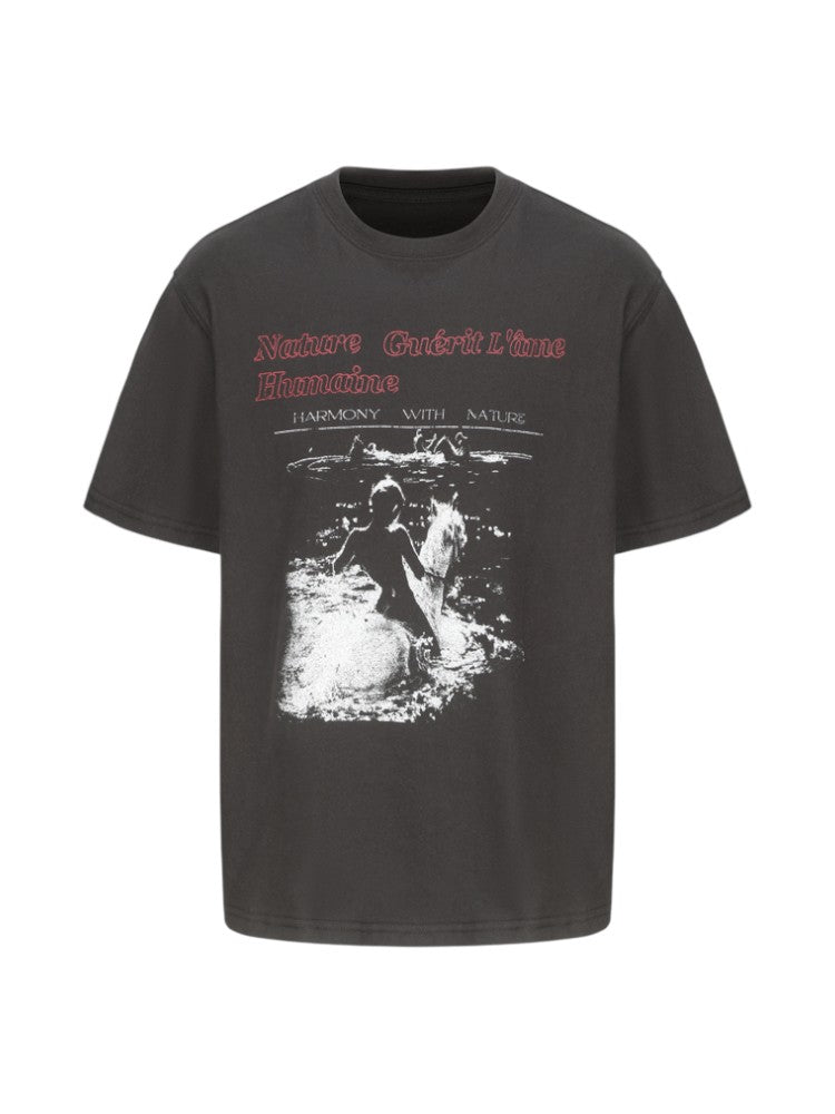 White Horse Princess Printed Short-Sleeve Shirt