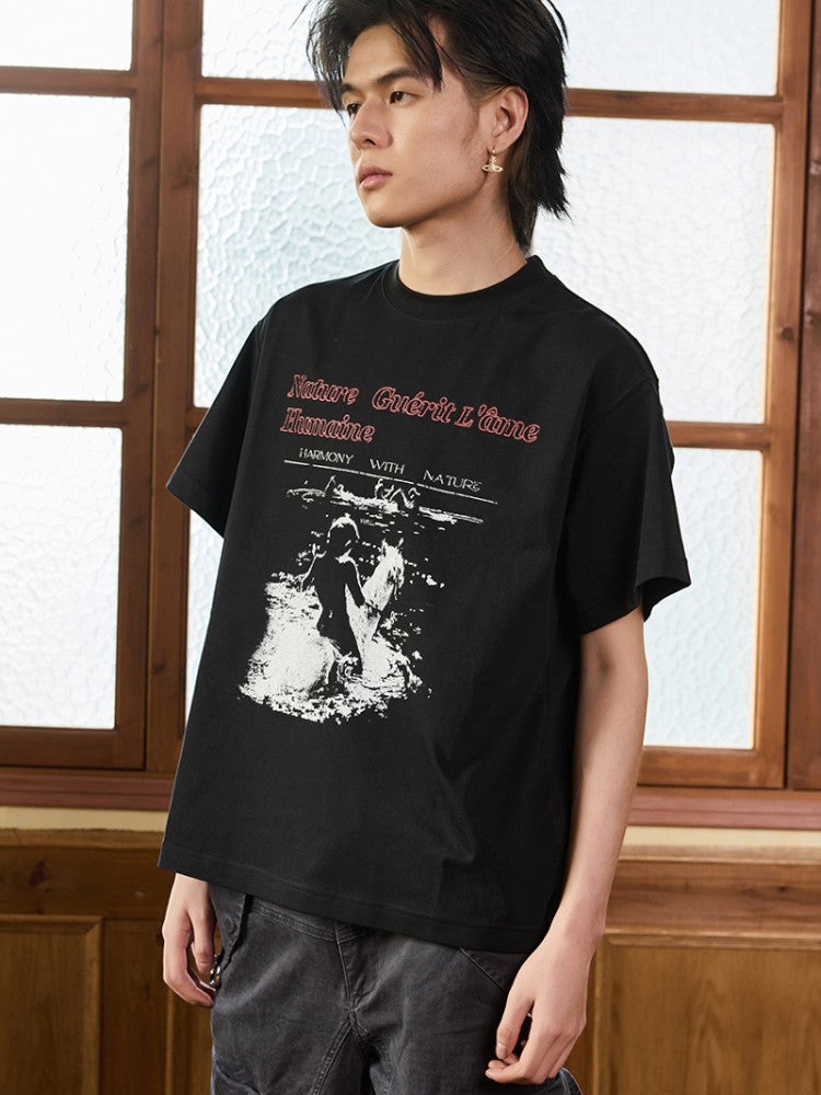 White Horse Princess Printed Short-Sleeve Shirt