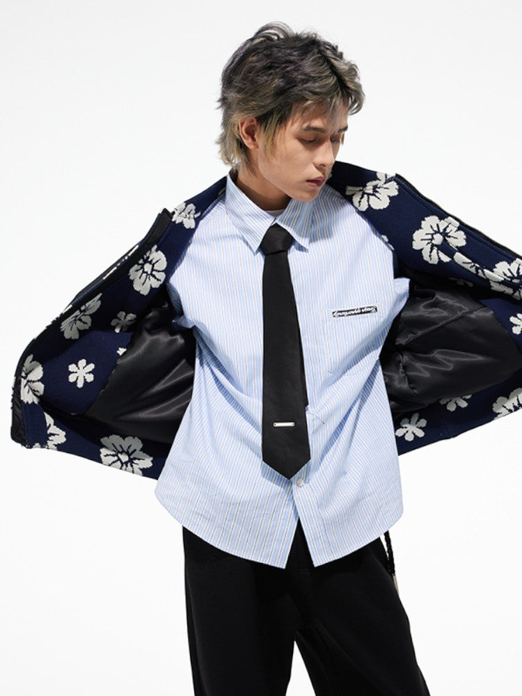 Floral Contrast Nylon MA-1 Bomber Jacket