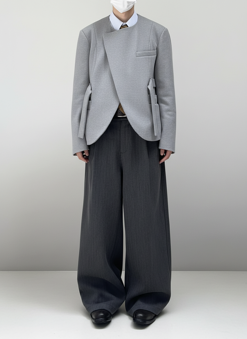 High Waist Wide-Leg Suit Pants