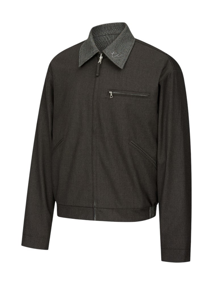 Wool Houndstooth Reversible Jacket