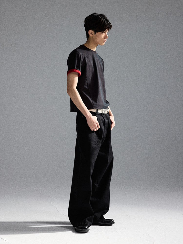 Dual-Color Racing-Inspired Short-Sleeve Shirt