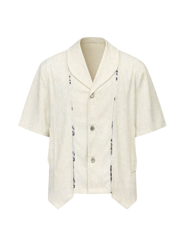 "Deconstructed Palace" Linen Short-Sleeve Shirt