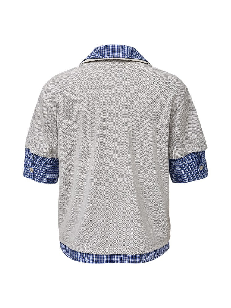 Men's Wool Pima Cotton Faux Two-Piece Polo Shirt