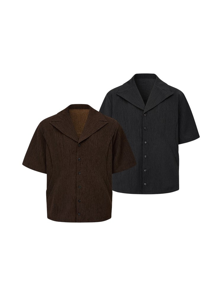 "Patterned Halberd" Deconstructed Short-Sleeve Shirt