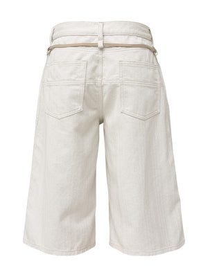 Milk White Drawstring Cleanfit Straight Cropped Jeans
