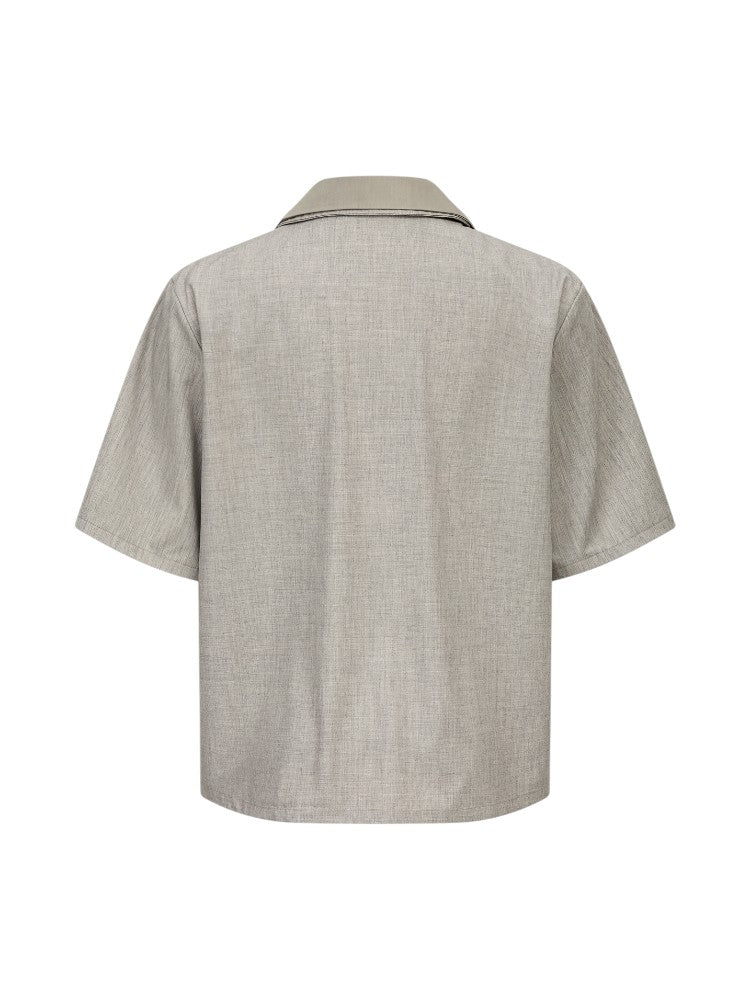 Deconstructed Geometric Acetate Wool Shirt