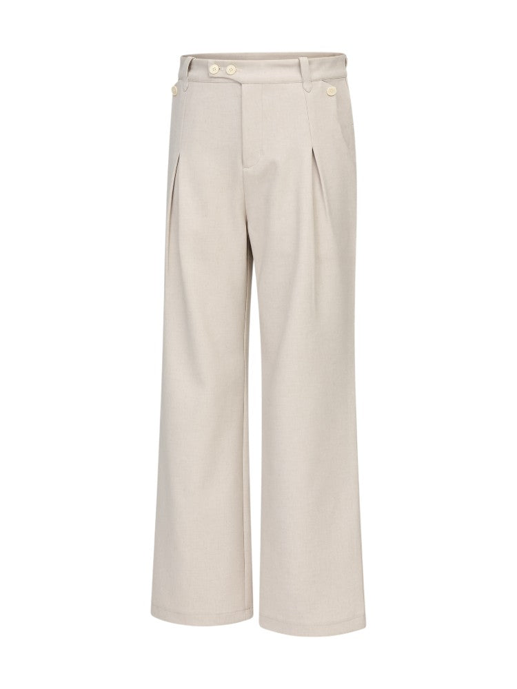 Geometric Linen Micro-Flare Pants