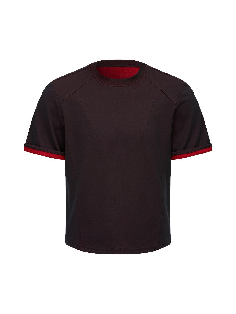Dual-Color Racing-Inspired Short-Sleeve Shirt