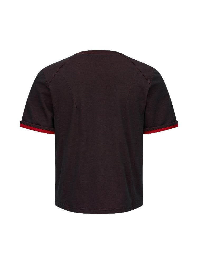 Dual-Color Racing-Inspired Short-Sleeve Shirt