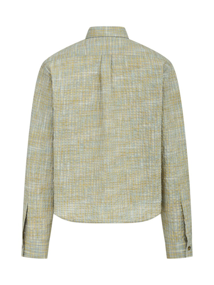 Bubble Gauze Plaid Long-Sleeve Shirt
