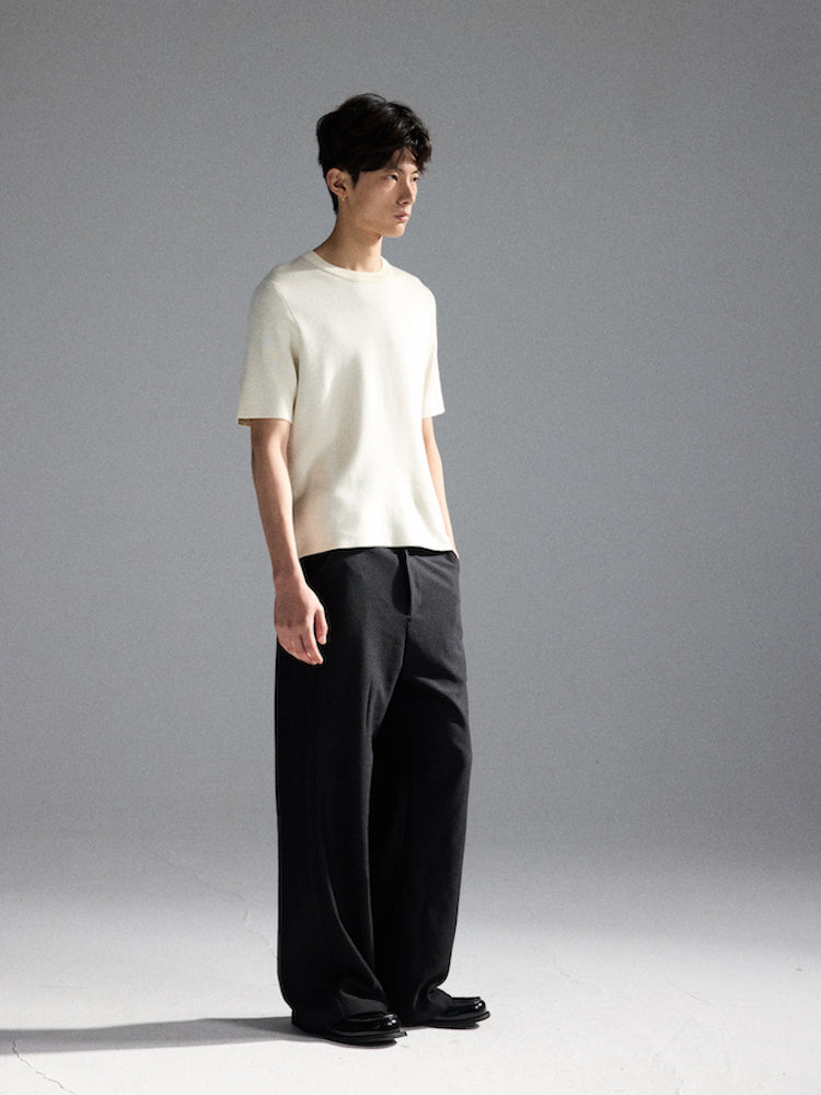 "Yin Yang Dual Color" Wool Knit Short-Sleeve T-Shirts