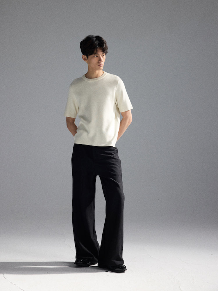 "Yin Yang Dual Color" Wool Knit Short-Sleeve T-Shirts