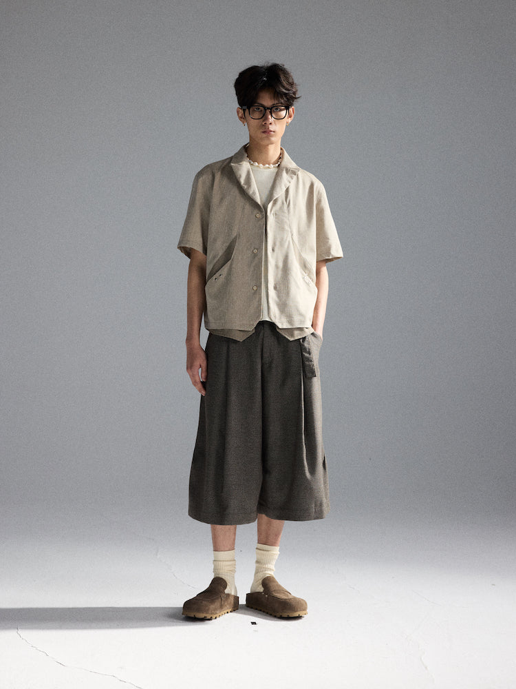 Suede Pleated Houndstooth Pants