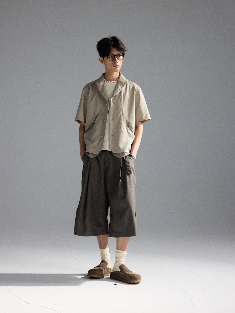 Suede Pleated Houndstooth Pants
